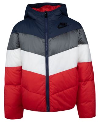 nike puffer jacket red white and blue