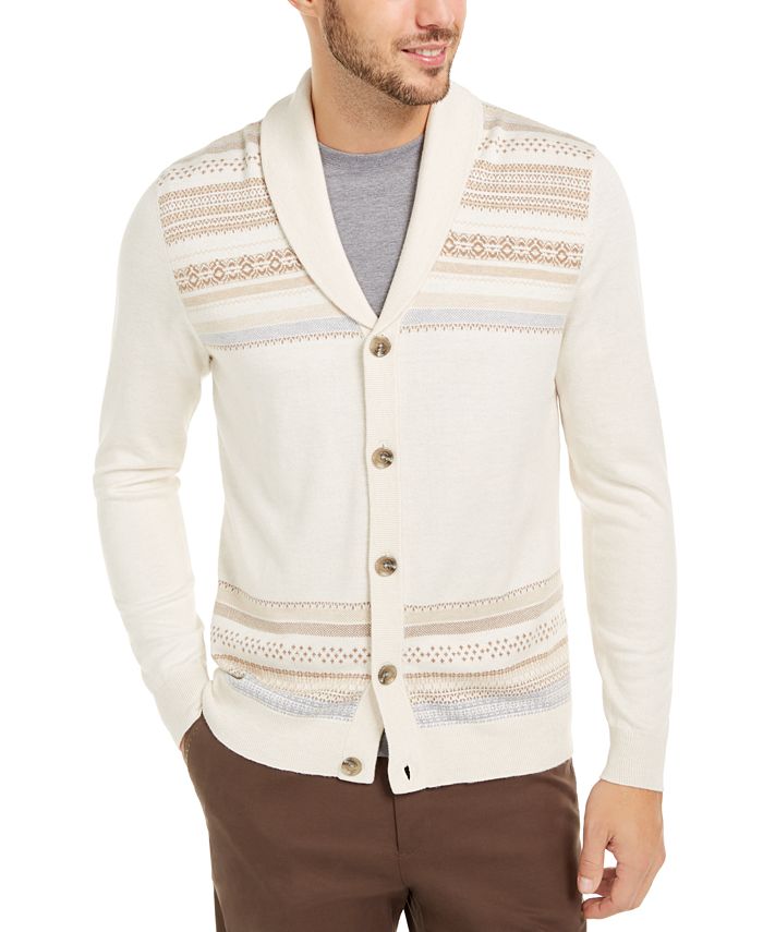 Tasso Elba Men's Geo-Stripe Intarsia-Knit Cardigan, Created For Macy's ...