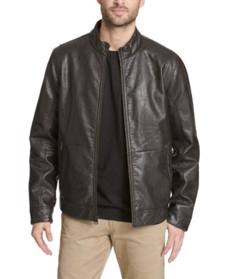 Dockers - Men's Vintage Faux Leather Fashion Racer Jacket