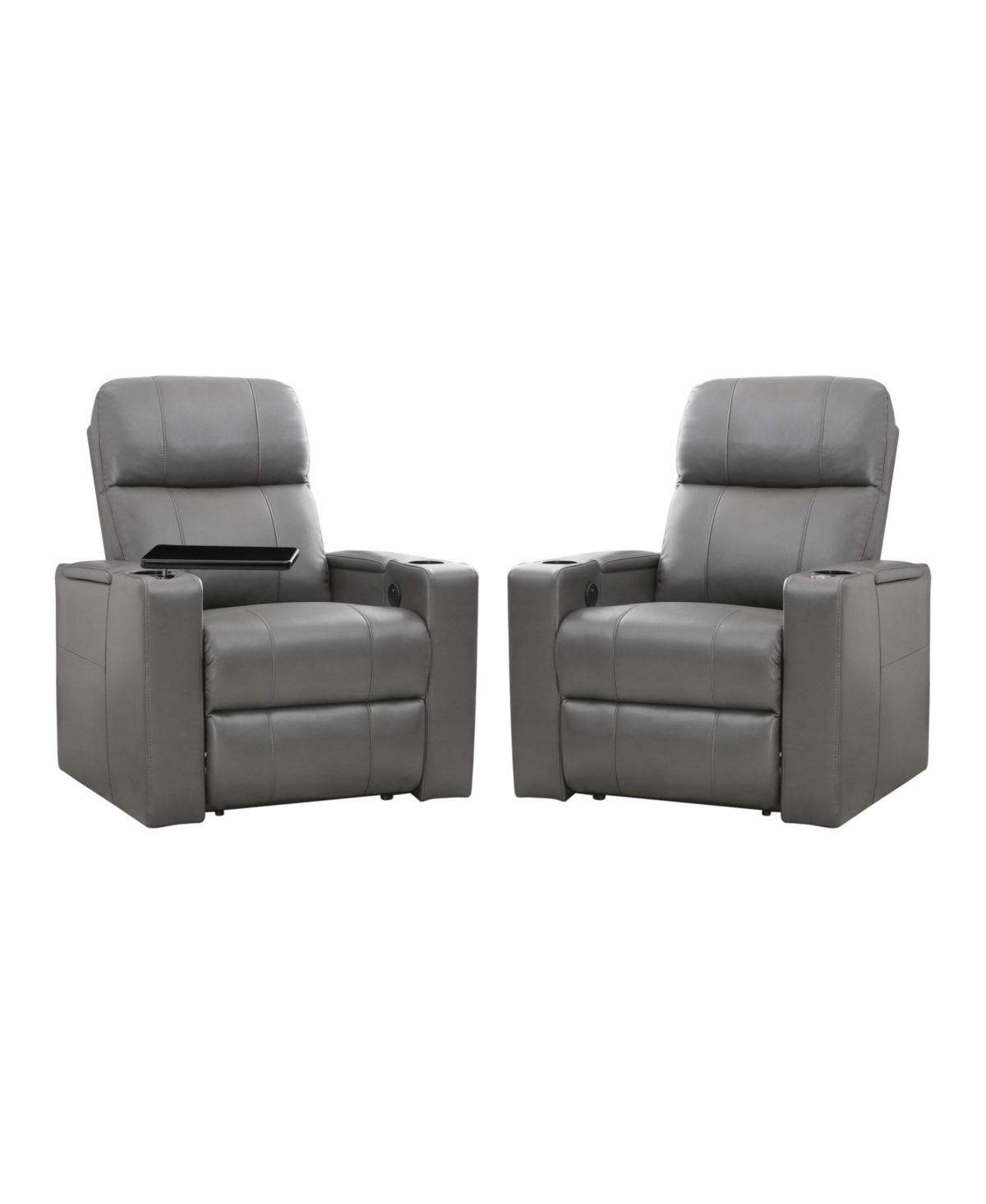 Abbyson Living Thomas Power Faux Leather Recliner, Set Of 2 In Gray