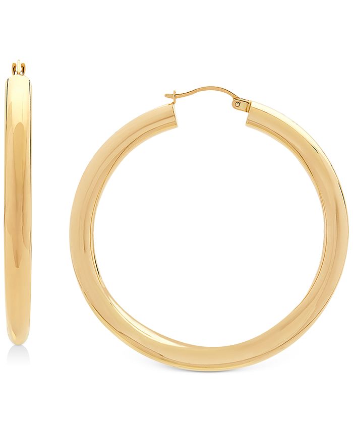Macy's Polished Tube Hoop Earrings in 14k Gold & Reviews - Earrings ...