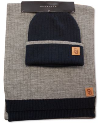 Sean John - Men's Ribbed Beanie & Scarf Set