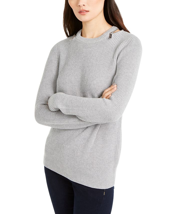 Shoulder zipper cheap sweater