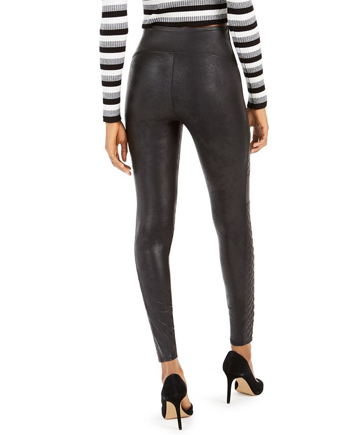 SPANX Faux-Leather Quilted Leggings - Macy's