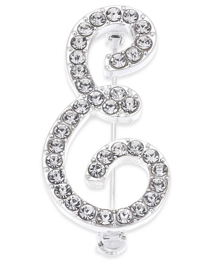 Charter Club Silver-Tone Pavé Initial Pin, Created for Macy's - Macy's