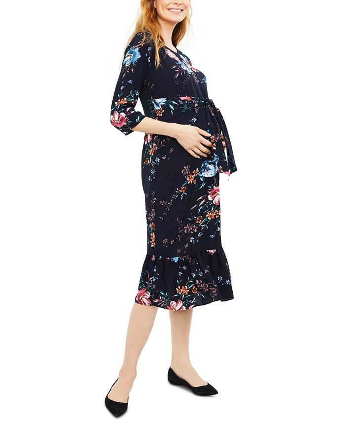 Isabella Oliver Maternity Printed Midi Dress - Macy's