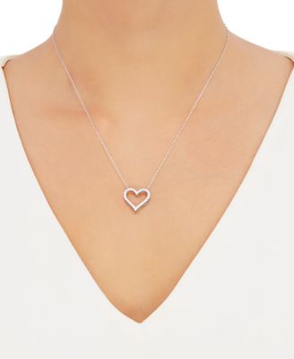 Diamond Heart Pendant Necklace (1/2 ct. t.w.) in 14k White or Yellow Gold, WEAR IT BOTH WAYS 
