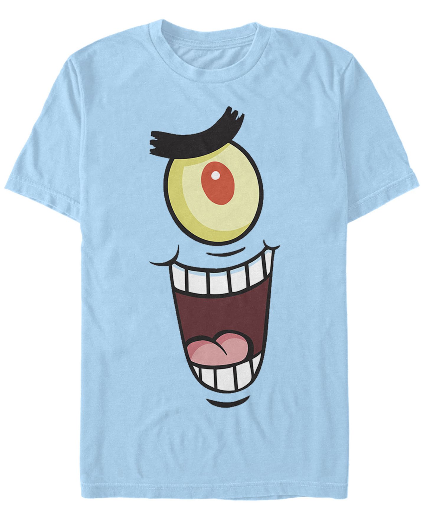 Мужская футболка Fifth Sun Nickelodeon SpongeBob Square pants Plankton Big Face Costume Short Sleeve, цвет: Светлый синий — фото 1