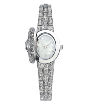 Charter Club Women-s Silver-Tone Crystal Bracelet Watch 23mm, Created for Macys-