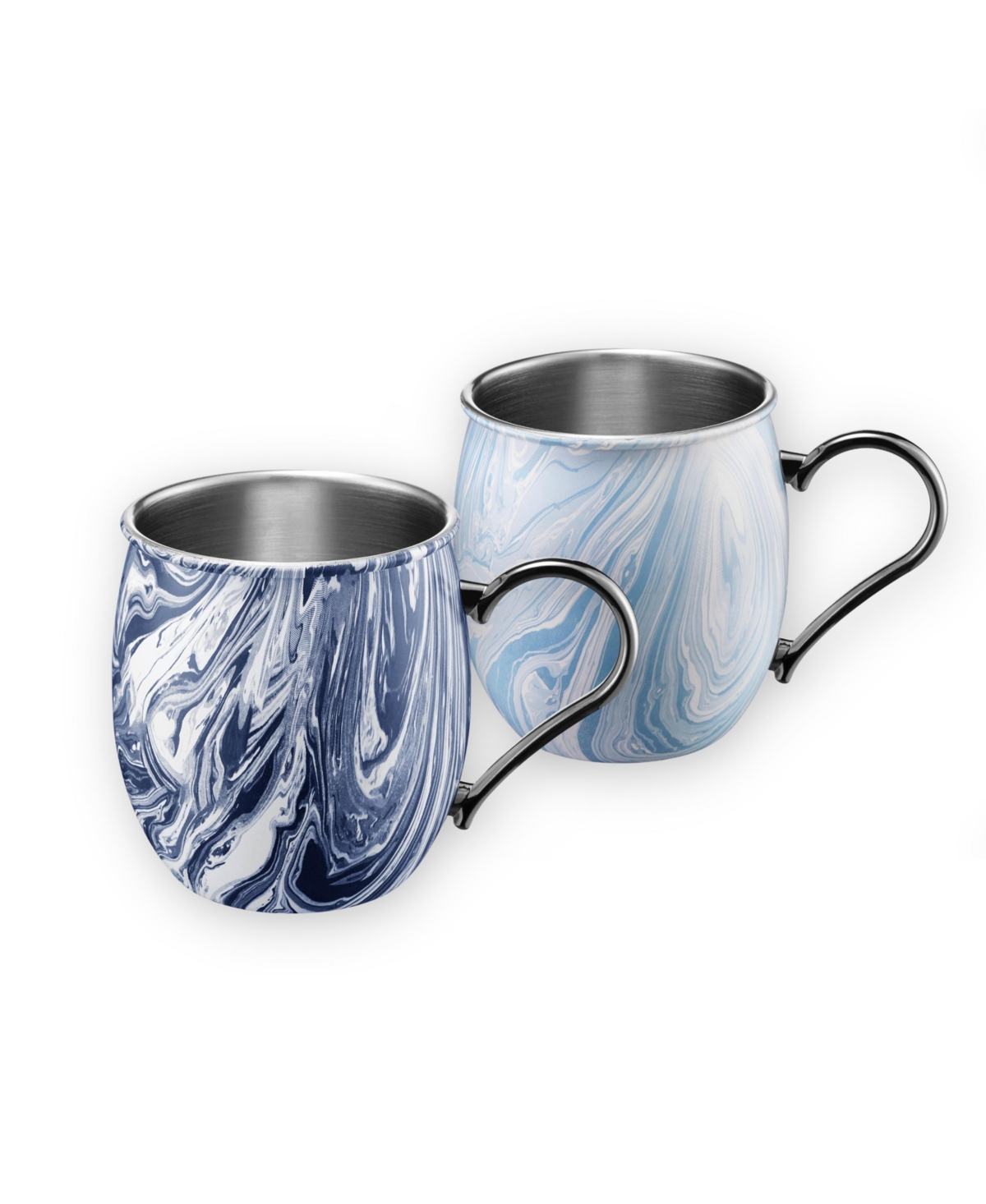 Thirstystone by Cambridge 20oz Navy and Light Blue Swirl Moscow Mule Mugs - Set of 2 - Navy And Light Blue Swirl