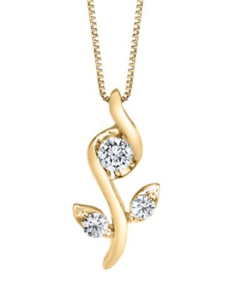 10 ct twDiamond Rose Pendant in 14k White Yellow or Rose Gold - YELLOW GOLD 600$