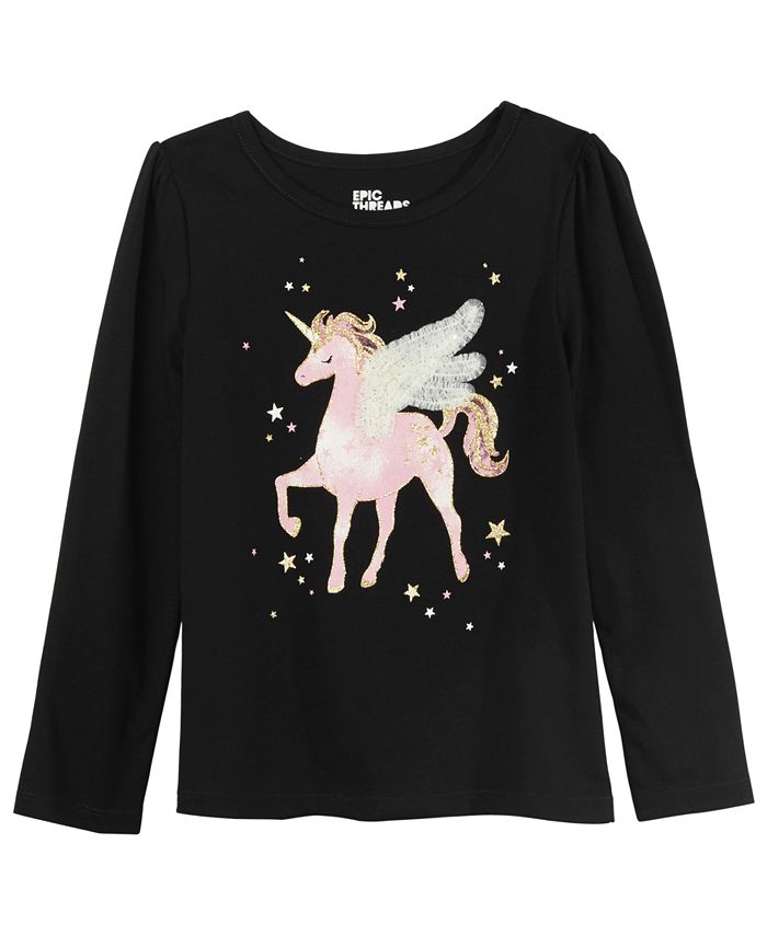 Epic Threads Little Girls Striped Unicorn T Shirt Blue Size 6x