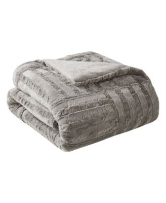 Arctic Checkerboard Plush Faux-Fur Throw, 50" x 60"
