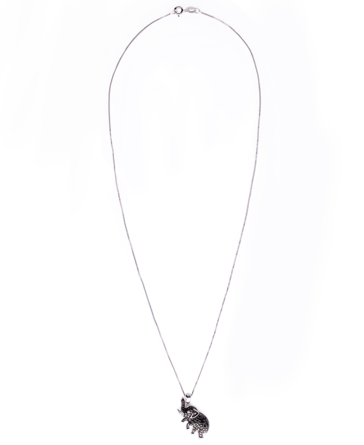 Black and White Diamond 1/10 ct. t.w. Elephant Pendant Necklace in Sterling- Silver