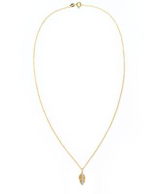 Diamond 1/10 ct. t.w. Leaf Pendant Necklace in 14K Yellow Gold over Sterling Silver