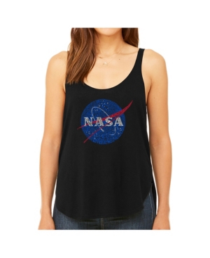 image of La Pop Art Women-s Premium Word Art Flowy Tank Top- Nasa-s Most Notable Missions