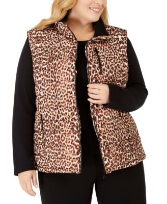 leopard puffer vest