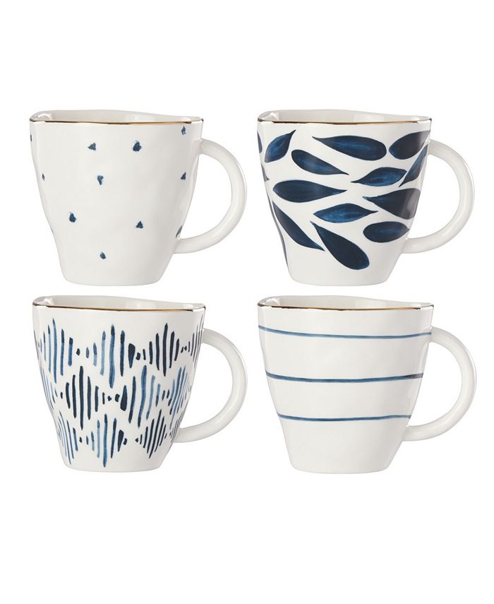 macys.com | Lenox Blue Bay Set/4 Assorted Dessert Mugs