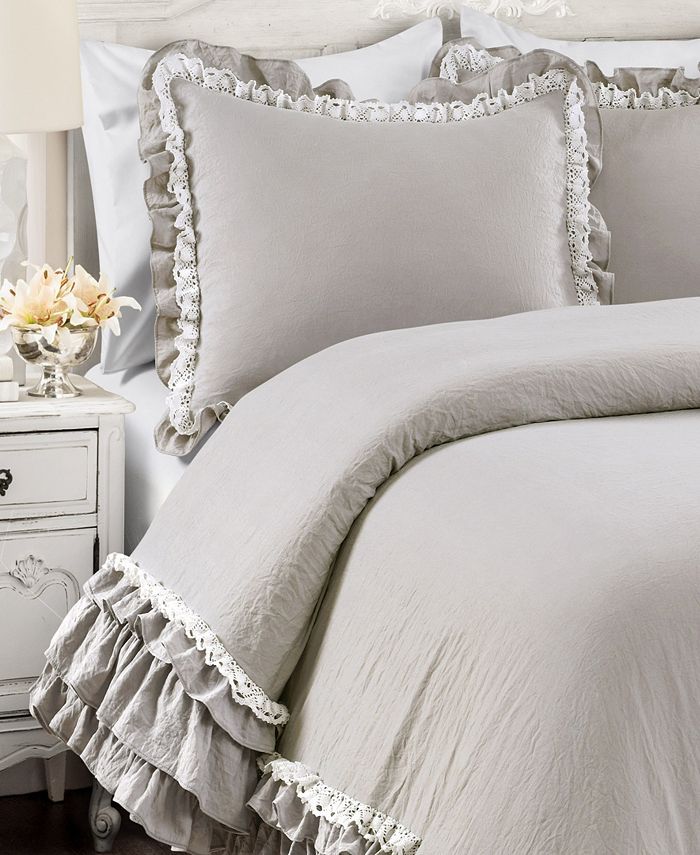 Lush Décor Ella Ruffle Lace 3Piece Full/Queen Comforter Set Macy's