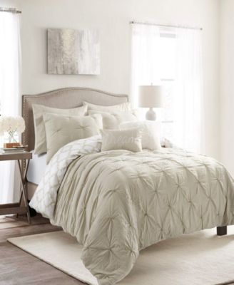 Lush Décor - Ravello Pintuck Geo Reversible 7-Piece Full/Queen Comforter Set