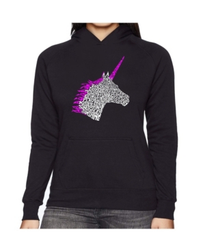 image of La Pop Art Women-s Word Art Hooded Sweatshirt -Unicorn