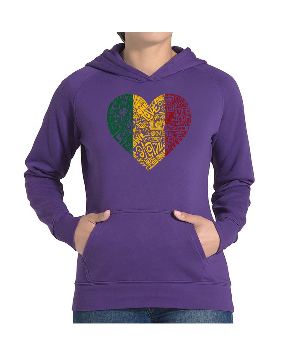 La Pop Art Women's Word Art Hooded Sweatshirt -One Love Heart