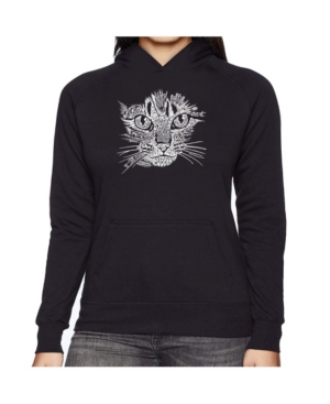 image of La Pop Art Women-s Word Art Hooded Sweatshirt -Cat Face