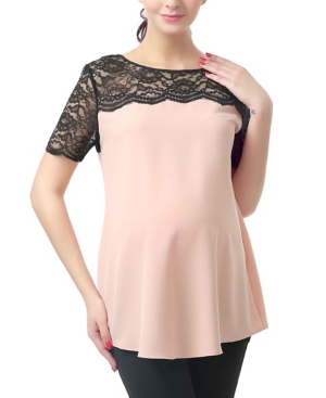 image of Kimi + Kai Paisley Lace Yoke Maternity Blouse
