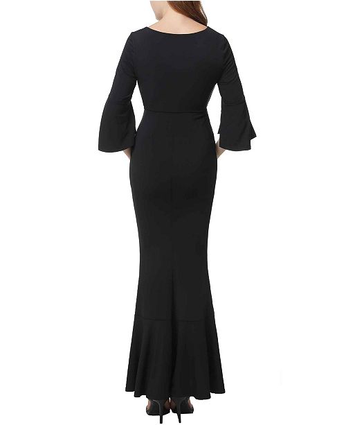Kimi Kai Maisie Maternity Scalloped V Neck Mermaid Maxi Dress