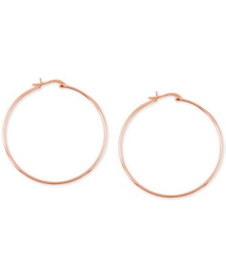 Essentials - Large Skinny Hoop Earrings in Rose Gold-Plate, 2.2"