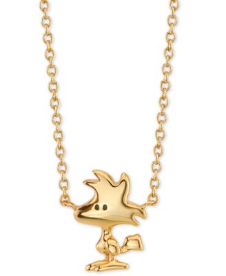 Peanuts - Woodstock Pendant Necklace in Gold-Tone Sterling Silver, 16" + 2" extender