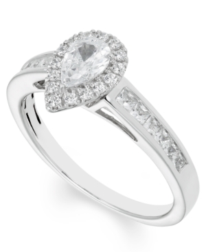 image of Certified Diamond (4/5 ct. t.w.) Pear Engagement Ring in 14k White Gold
