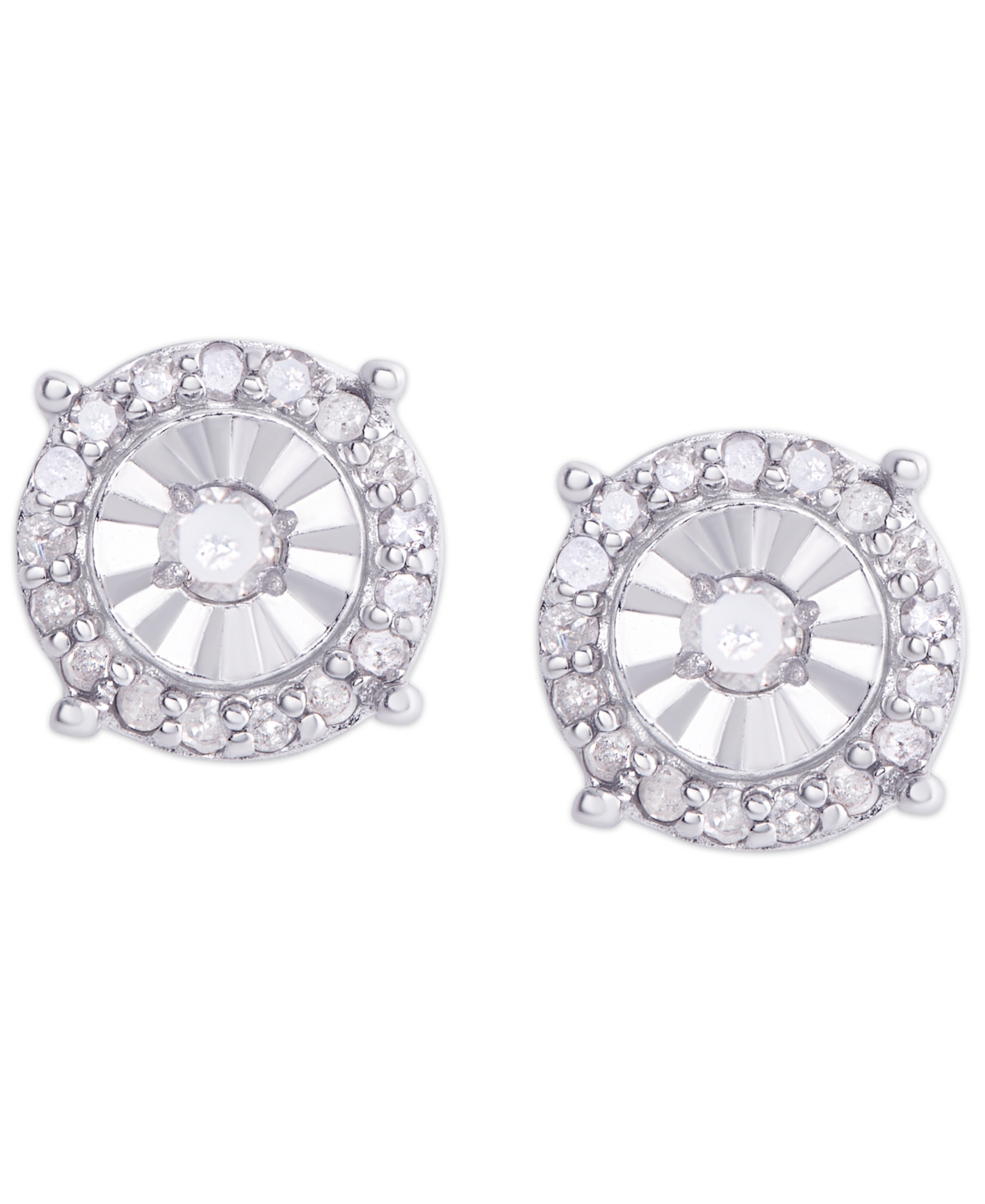 Diamond 1/4 ct. t.w. Round Miracle Plate Stud Earrings in Sterling- Silver