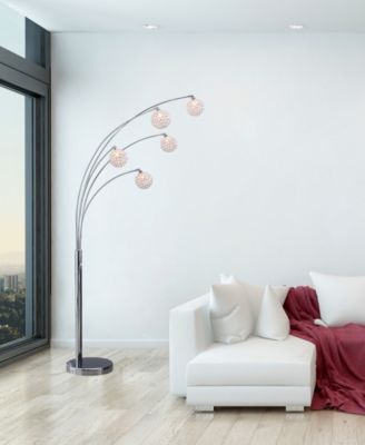 'Manhattan' 84" Modern 5-Arch Crystal Ball Floor Lamp with Dimmer