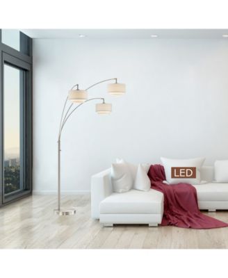 Lumiere III 80" LED Arched Floor Lamp Double Layer Shade with Dimmer