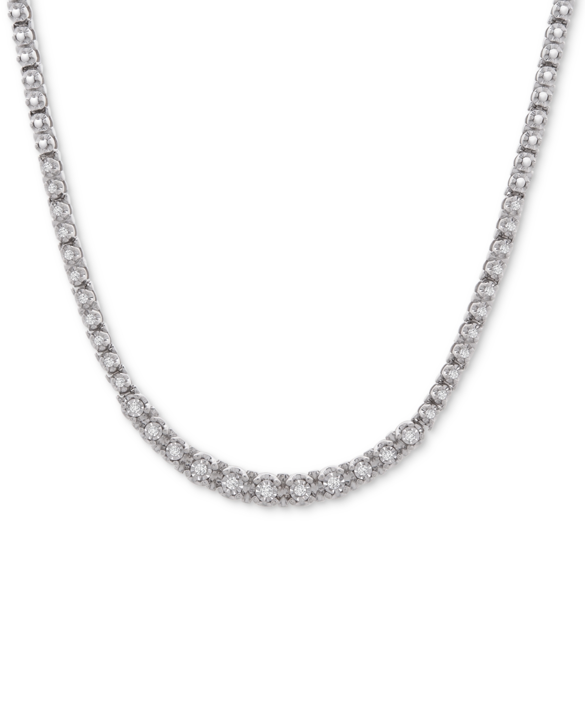 Diamond Graduated (1/2 c.t. t.w.) 17" Statement Necklace in Sterling Silver, Created for Macy's - Sterling Silver