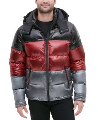 Shiny Colorblock Hooded Puffer Jacket 