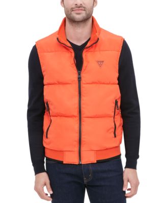 Guess Men's Puffer Vest In Orange 