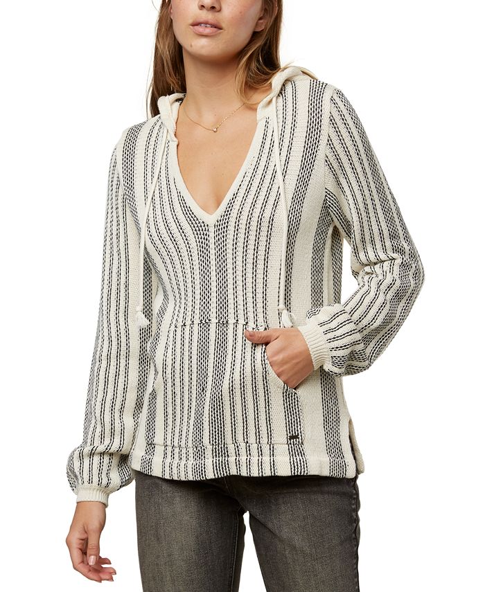 O'Neill Juniors' Campfire Striped Hooded Sweater - Macy's