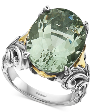image of Effy Green Quartz Statement Ring (13 ct. t.w.) in Sterling Silver & 18k Gold