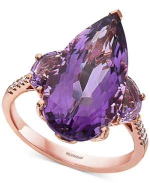 image of Effy Amethyst (8-1/2 ct. t.w.) & Diamond (1/20 ct. t.w.) Statement Ring in 14k Rose Gold