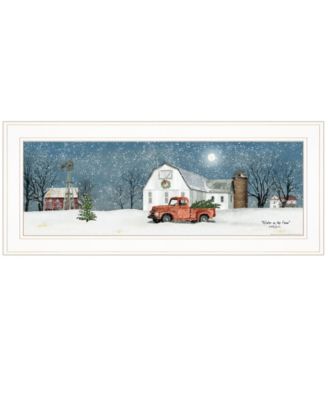 Winter on The Farm by Billy Jacobs, Ready to hang Framed Print, White Frame, 27" x 11"