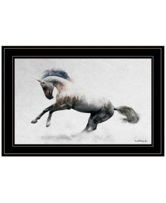 White Stallion by andreas Lie, Ready to hang Framed Print, Black Frame, 21" x 15"