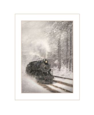 Snowy Locomotive by Lori Deiter, Ready to hang Framed Print, White Frame, 14" x 18"