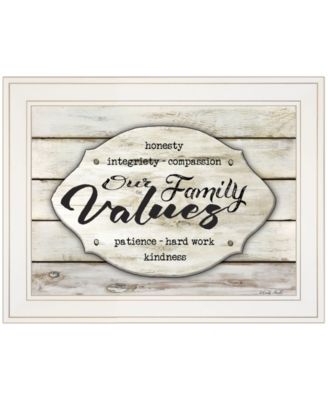 Our Family Values by Cindy Jacobs, Ready to hang Framed Print, White Frame, 19" x 15"