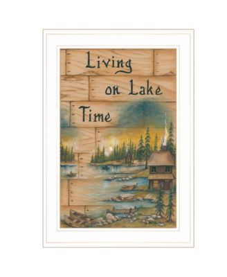 Living On The Lake by Mary June, Ready to hang Framed Print, White Frame, 15" x 21"