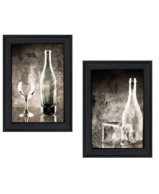 Moody Gray Glassware Still Life 2-Piece Vignette by Bluebird Barn, Black Frame, 15" x 19"