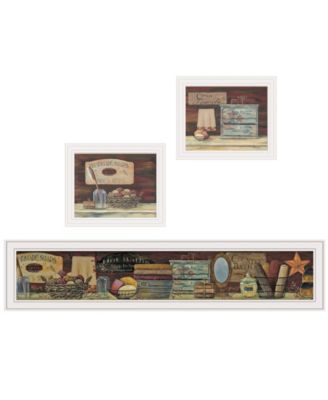 COUNTRY BATH II 3-Piece Vignette by Pam Britten, White Frame, 39" x 14"