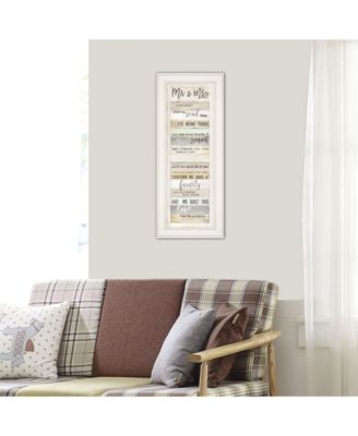 Mr and Mrs By Marla Rae, Ready to hang Framed print, White Frame, 11" x 27"