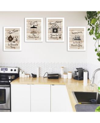 Trendy Décor 4U Trendy Decor 4U Friendship Collection 4-Piece Vignette by Millwork Engineering, White Frame, 10" x 14"